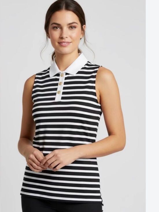 Smith & Quinn Tops - Smith & Quinn Alice Stripe Sleeveless Polo Athletic Tank Top Womens Size Medium